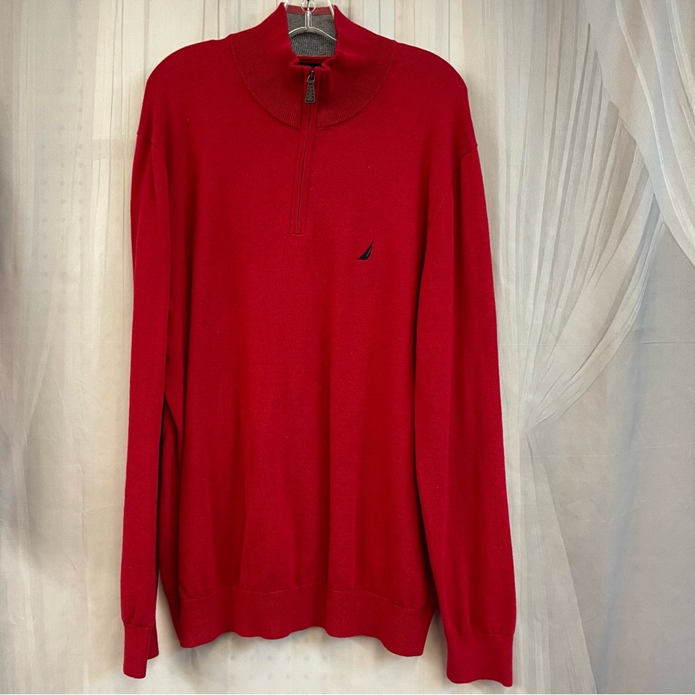 Nautica Men's Bold Red Zip-Up Sweater